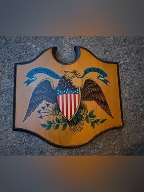 Source Unknown Patriotic Eagle Shield Wall Art - Red, Blue, Brown & Green